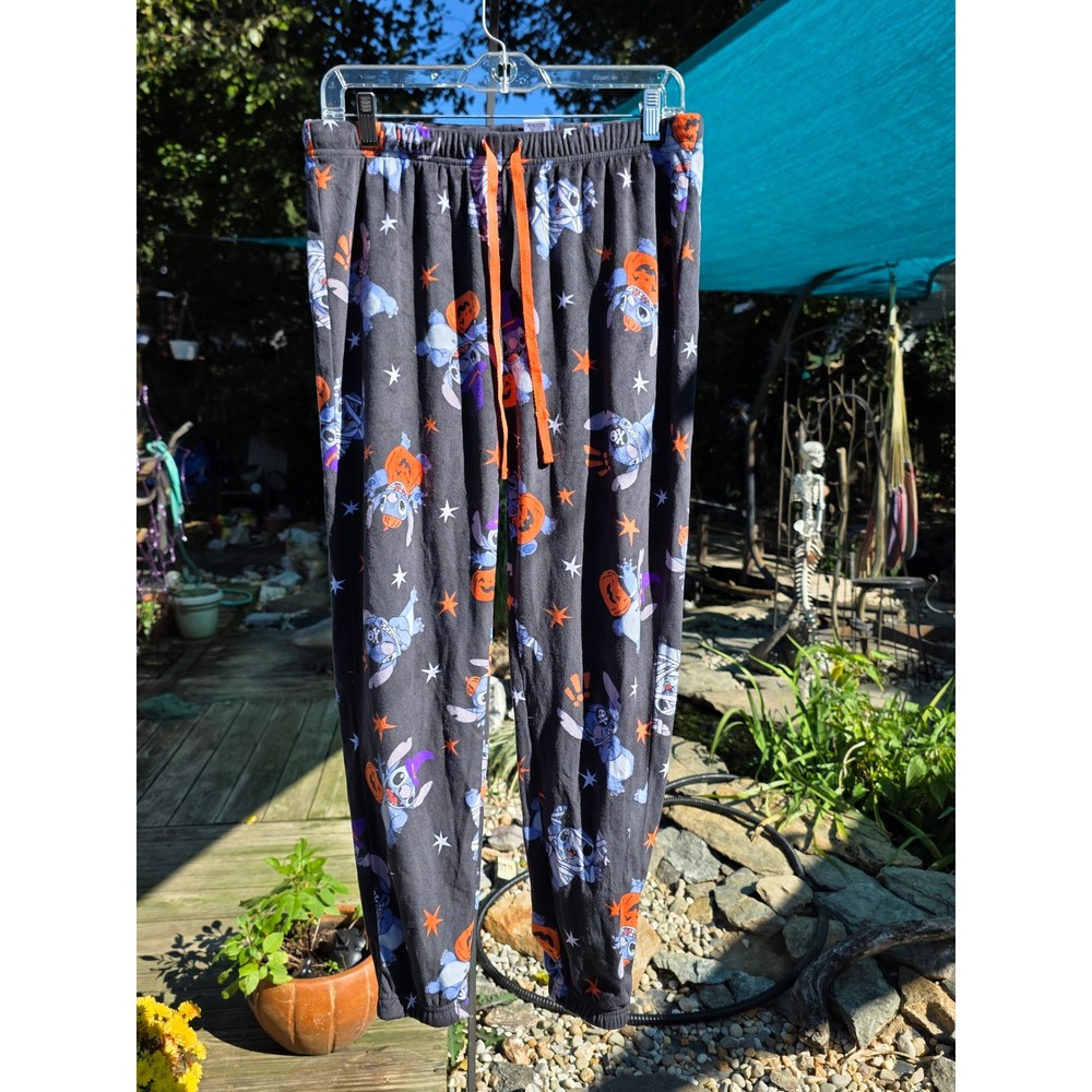 Disney Stitch Halloween Fleece Pajama Pants Joggers Black NWOT Medium